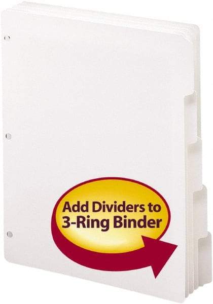 SMEAD - 8 1/2 x 11" 5 Tabs, 3-Hole Punched, Tab Divider - White - Americas Industrial Supply