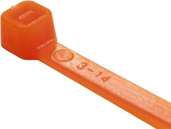 Value Collection - 11" Long Orange Nylon Standard Cable Tie - 50 Lb Tensile Strength, 81mm Max Bundle Diam - Americas Industrial Supply