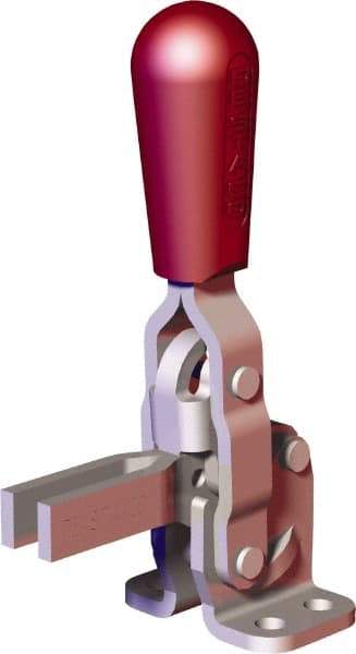 De-Sta-Co - 200 Lb Holding Capacity, Vertical Handle, Manual Hold Down Toggle Clamp - 65° Handle Movement, 105° Bar Opening, U-Bar, Flanged Base, Carbon Steel - Americas Industrial Supply