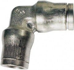 Legris - 14mm Outside Diam, Nickel Plated Brass Push-to-Connect Tube Union Elbow - 435 Max psi, Tube to Tube Connection, FKM O-Ring - Americas Industrial Supply