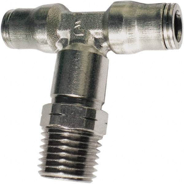 Legris - 6mm Outside Diam, 1/8 BSPT, Nickel Plated Brass Push-to-Connect Tube Male Branch Tee - 435 Max psi, Tube to Male BSPT Connection, FKM O-Ring - Americas Industrial Supply