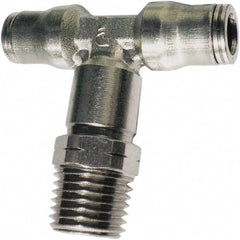 Legris - 4mm Outside Diam, 1/8 BSPT, Nickel Plated Brass Push-to-Connect Tube Male Branch Tee - 435 Max psi, Tube to Male BSPT Connection, FKM O-Ring - Americas Industrial Supply