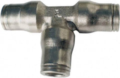 Legris - 10mm Outside Diam, Nickel Plated Brass Push-to-Connect Tube Union Tee - 435 Max psi, Tube to Tube Connection, FKM O-Ring - Americas Industrial Supply