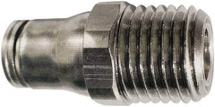 Legris - 4mm Outside Diam, 1/8 BSPT, Nickel Plated Brass Push-to-Connect Tube Male Connector - 435 Max psi, Tube to Male BSPT Connection, FKM O-Ring - Americas Industrial Supply