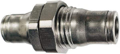 Legris - 1/4" Outside Diam, Nickel Plated Brass Push-to-Connect Tube Bulkhead Union - 435 Max psi, Tube to Tube Connection, FKM O-Ring - Americas Industrial Supply