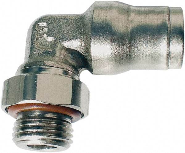 Legris - 8mm Outside Diam, 3/8 BSPP, Nickel Plated Brass Push-to-Connect Tube Male Elbow - 435 Max psi, Tube to Male BSPP Connection, FKM O-Ring - Americas Industrial Supply