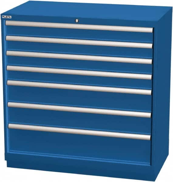 LISTA - 7 Drawer, Modular Storage Cabinet - Steel, 40-1/4" Wide x 22-1/2" Deep x 41-3/4" High, Blue - Americas Industrial Supply