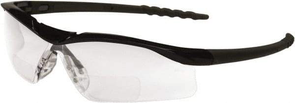 MCR Safety - +2.5, Clear Lenses, Scratch Resistant, Framed Magnifying Safety Glasses - Size Universal, Wrap Around, Black Frame - Americas Industrial Supply