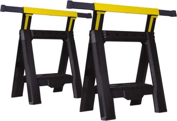 Stanley - Ladder Adjustable Sawhorse \x96 Twin Pack - Black/Yellow, 5' Long x 1.57" Wide x 29' High, Use with Lumber - Americas Industrial Supply