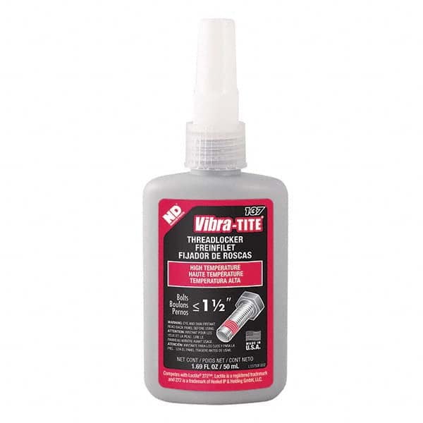 Vibra-Tite - 50 mL Bottle, Red, High Temp/High Strength Threadlocker - Americas Industrial Supply