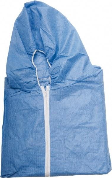 PRO-SAFE - Size 4XL SMS Chemical Resistant Coveralls - Blue, Zipper Closure, Elastic Cuffs, Elastic Ankles, Serged Seams, ISO Class 6 - Americas Industrial Supply