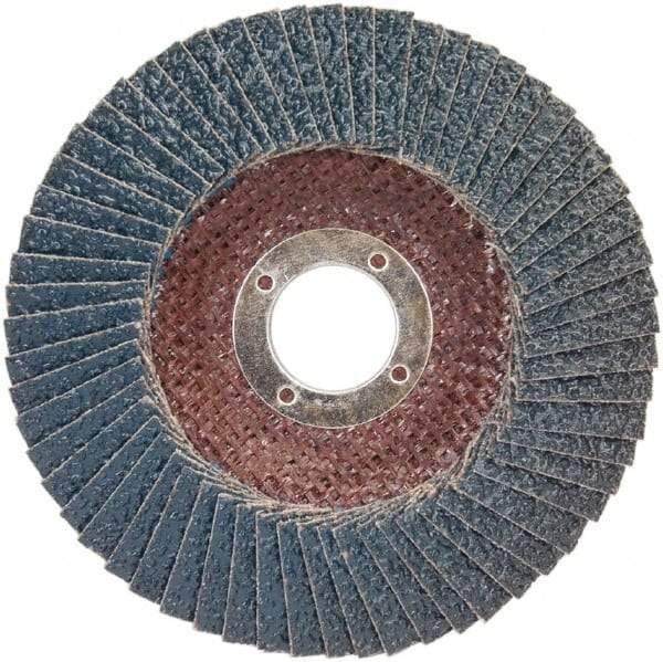 Norton - 60 Grit, 7" Disc Diam, 7/8" Center Hole, Type 29 Zirconia Alumina Flap Disc - 8,500 Max RPM, Plastic Backing, Arbor Attaching System, Coated - Americas Industrial Supply