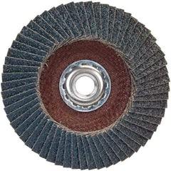 Norton - 80 Grit, 7" Disc Diam, 5/8-11 Center Hole, Type 29 Zirconia Alumina Flap Disc - 8,500 Max RPM, Plastic Backing, Arbor Attaching System, Coated - Americas Industrial Supply