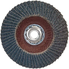 Norton - 60 Grit, 4-1/2" Disc Diam, 5/8-11 Center Hole, Type 29 Zirconia Alumina Flap Disc - 13,300 Max RPM, Plastic Backing, Arbor Attaching System, Coated - Americas Industrial Supply