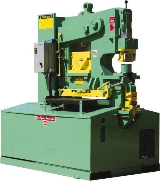 Uni-Hydro - 12" Throat Depth, 105 Ton Punch Pressure, 1-5/16" in 1" Punch Capacity Ironworker - 7-1/2 hp, 3 Phase, 220/480 Volts, 61-1/2" Wide x 70" High x 41" Deep - Americas Industrial Supply