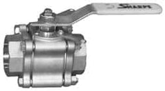 Sharpe Valves - 1/2" Pipe, Full Port, Carbon Steel Standard Ball Valve - 3 Piece, Inline - One Way Flow, FNPT x FNPT Ends, Locking Lever Handle, 1,000 WOG, 125 WSP - Americas Industrial Supply