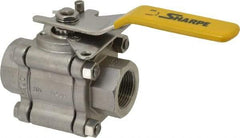 Sharpe Valves - 1" Pipe, Full Port, Stainless Steel Standard Ball Valve - 3 Piece, Inline - One Way Flow, FNPT x FNPT Ends, Locking Lever Handle, 1,000 WOG, 125 WSP - Americas Industrial Supply
