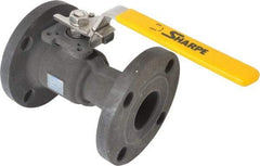 Sharpe Valves - 2" Pipe, Standard Port, Carbon Steel Standard Ball Valve - 1 Piece, Inline - One Way Flow, Flanged x Flanged Ends, Locking Lever Handle, 300 WOG, 150 WSP - Americas Industrial Supply