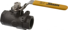 Sharpe Valves - 3/4" Pipe, Standard Port, Carbon Steel Steam Service Ball Valve - 1 Piece, Inline - One Way Flow, FNPT x FNPT Ends, Locking Lever Handle, 2,000 WOG, 250 WSP - Americas Industrial Supply