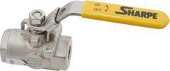 Sharpe Valves - 1/4" Pipe, Standard Port, Stainless Steel Steam Service Ball Valve - 1 Piece, Inline - One Way Flow, FNPT x FNPT Ends, Locking Lever Handle, 2,000 WOG, 250 WSP - Americas Industrial Supply