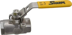Sharpe Valves - 1/2" Pipe, Standard Port, Stainless Steel Steam Service Ball Valve - 1 Piece, Inline - One Way Flow, FNPT x FNPT Ends, Locking Lever Handle, 2,000 WOG, 250 WSP - Americas Industrial Supply