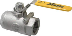 Sharpe Valves - 1" Pipe, Standard Port, Stainless Steel Steam Service Ball Valve - 1 Piece, Inline - One Way Flow, FNPT x FNPT Ends, Locking Lever Handle, 2,000 WOG, 250 WSP - Americas Industrial Supply