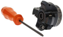 Kennametal - 2" Cut Diam, 3" Arbor Hole, 4.51mm Max Depth of Cut, 45° Indexable Chamfer & Angle Face Mill - 4 Inserts, HNGJ 535-GD Insert, Right Hand Cut, 4 Flutes, Through Coolant, Series KSHR - Americas Industrial Supply