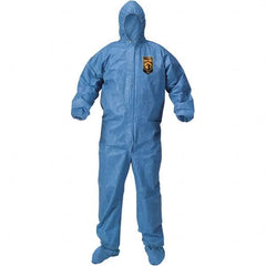 KleenGuard - Size 4XL Polypropylene General Purpose Coveralls - Blue, Zipper Closure, Elastic Cuffs, Elastic Ankles, Taped Seams - Americas Industrial Supply