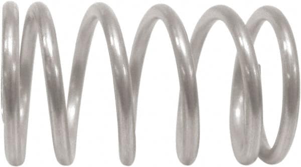 Associated Spring Raymond - 8.79mm OD, 0.8mm Wire, 21.5mm Free Length, Compression Spring - 7.04 Lb Spring Rating, 16.28 N Max Work Load, Stainless Steel - Americas Industrial Supply