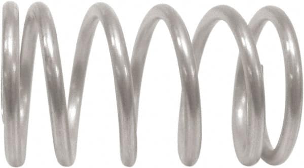 Associated Spring Raymond - 68mm OD, 5mm Wire, 275mm Free Length, Compression Spring - 14.22 Lb Spring Rating, 519.3 N Max Work Load, Stainless Steel - Americas Industrial Supply
