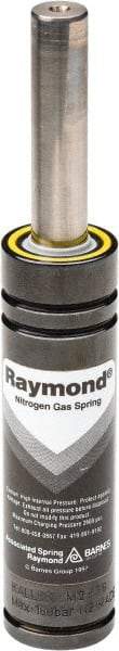 Associated Spring Raymond - 12mm Rod Diam, 24.9mm Diam, 125mm Max Stroke, Nitrogen Gas Spring Cylinder - 170mm Body Length, 295mm OAL, 689 Lb Full Stroke Spring Force, 360 psi Initial Charge - Americas Industrial Supply