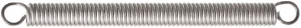 Associated Spring Raymond - 20mm OD, 244.07 N Max Load, 219mm Max Ext Len, Stainless Steel Extension Spring - 14.58 Lb/In Rating, 8.26 Lb Init Tension, 138mm Free Length - Americas Industrial Supply