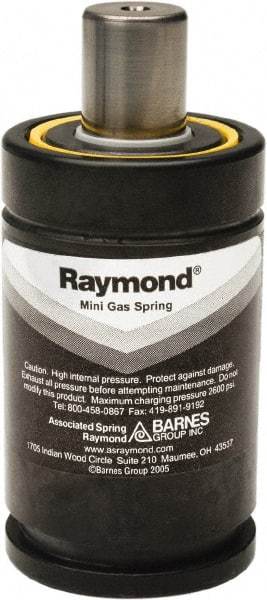 Associated Spring Raymond - M8 Int Rod, G1/8 Fill Port, M8 Mt Hole, 50mm Rod Diam, 95.2mm Diam, 100mm Max Stroke, Black Nitrogen Gas Spring Cylinder - 220mm Body Length, 320mm OAL, 10,570 Lb Full Stroke Spring Force, 360 psi Initial Charge - Americas Industrial Supply
