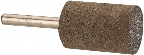 Made in USA - 1" Head Diam x 1-1/2" Thickness, W221, Cylinder End, Aluminum Oxide Mounted Point - Burnt Orange, Very Coarse Grade, 24 Grit, 19,120 RPM - Americas Industrial Supply