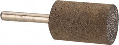 Made in USA - 1" Head Diam x 1-1/2" Thickness, W221, Cylinder End, Aluminum Oxide Mounted Point - Burnt Orange, Very Coarse Grade, 24 Grit, 19,120 RPM - Americas Industrial Supply