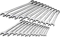 SK - 23 Piece, 8mm to 32mm, 12 Point Combination Wrench Set - Metric Measurement Standard, Chrome Finish, Comes in Rack - Americas Industrial Supply