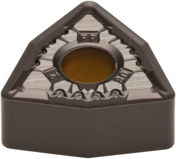 Kennametal - WNMG432 FP Grade KCP10 Carbide Turning Insert - TiN Finish, 80° Trigon, 1/2" Inscr Circle, 3/16" Thick, 1/32" Corner Radius - Americas Industrial Supply