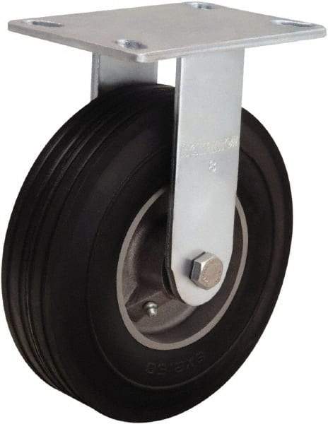 Hamilton - 8" Diam x 2" Wide, Rubber Rigid Caster - 500 Lb Capacity, Top Plate Mount, 4-1/2" x 6-1/4" Plate, Straight Roller Bearing - Americas Industrial Supply