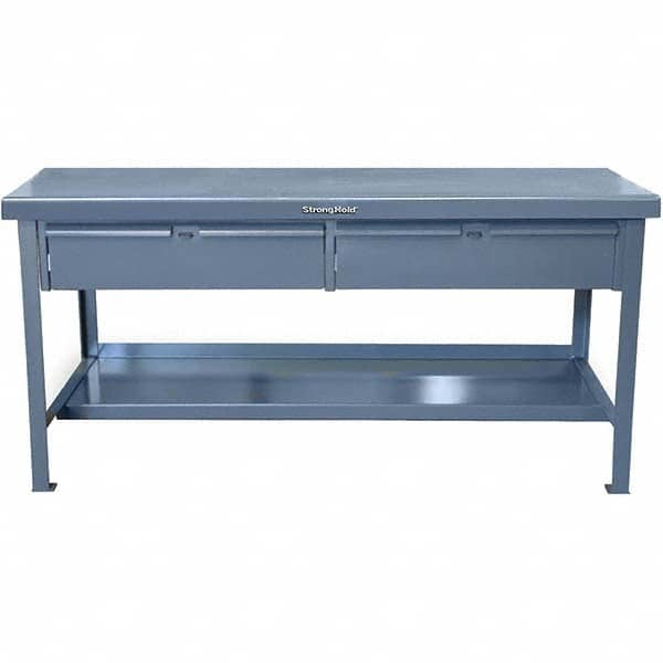 Strong Hold - Stationary Work Benches, Tables Type: Work Table with Drawer Top Material: 7 Gauge Steel - Americas Industrial Supply