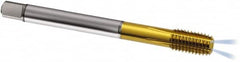Guhring - M10x1.00 Metric Fine 6HX D7/D8 Thread Limit Modified Bottoming Thread Forming Tap - Powdered Metal High Speed Steel, TiN Finish, 90mm OAL, Series 338 - Americas Industrial Supply
