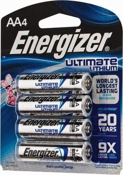 Energizer - Size AA, Lithium, Photo Battery - 1.5 Volts, Flat Terminal, FR6 - Americas Industrial Supply