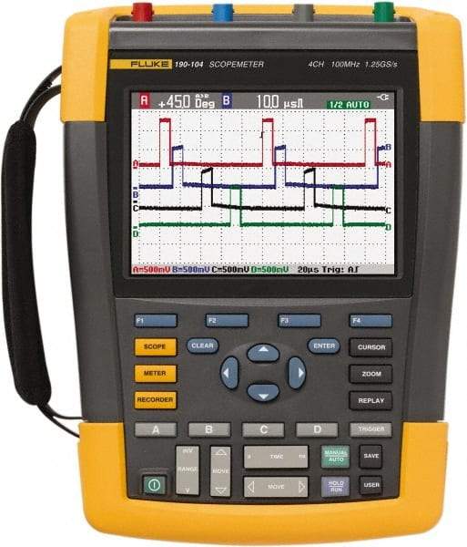 Fluke - 100 MHz, 4 Channel, Portable Oscilloscope - 2 to 100,000 V/div Vertical Deflection - Americas Industrial Supply