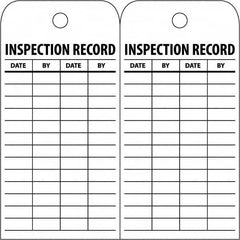 NMC - 3" High x 6" Long, INSPECTION RECORD, English Safety & Facility Inspection Tag - Tag Header: Notice, 2 Sides, White Poly - Americas Industrial Supply