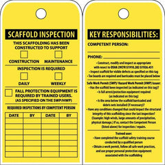 NMC - 3" High x 6" Long, SCAFFOLD INSPECTION, English Safety & Facility Inspection Tag - Tag Header: Notice, 2 Sides, Yellow Poly - Americas Industrial Supply