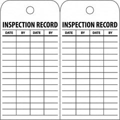 NMC - 3" High x 6" Long, INSPECTION RECORD, English Safety & Facility Inspection Tag - Tag Header: Notice, 2 Sides, White Poly - Americas Industrial Supply