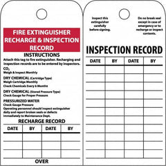 NMC - 3" High x 6" Long, FIRE EXTINGUISHER RECHARGE & INSPECTION RECORD, English Safety & Facility Inspection Tag - Tag Header: Notice, 2 Sides, White Poly - Americas Industrial Supply