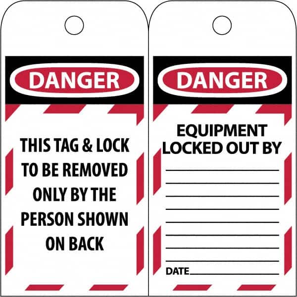 NMC - 3" High x 6" Long, DANGER \x96 DO NOT OPERATE, English Safety & Facility Lockout Tag - Tag Header: Danger, 2 Sides, Black & Red Poly - Americas Industrial Supply