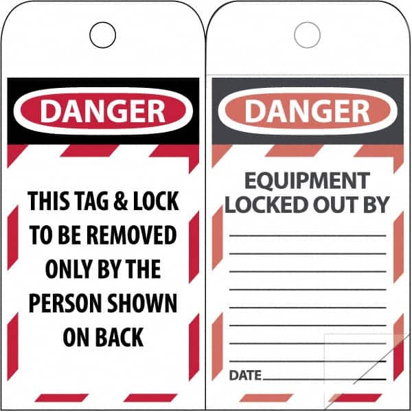 NMC - 3" High x 6" Long, DANGER \x96 DO NOT OPERATE, English Safety & Facility Lockout Tag - Tag Header: Danger, 2 Sides, Black & Red Poly - Americas Industrial Supply