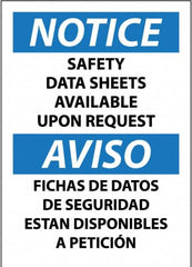 NMC - "Notice - Material Safety Data Sheets Available upon Request", 14" Long x 10" Wide, Pressure-Sensitive Vinyl Safety Sign - Square, Use for Workplace/Safety - Americas Industrial Supply