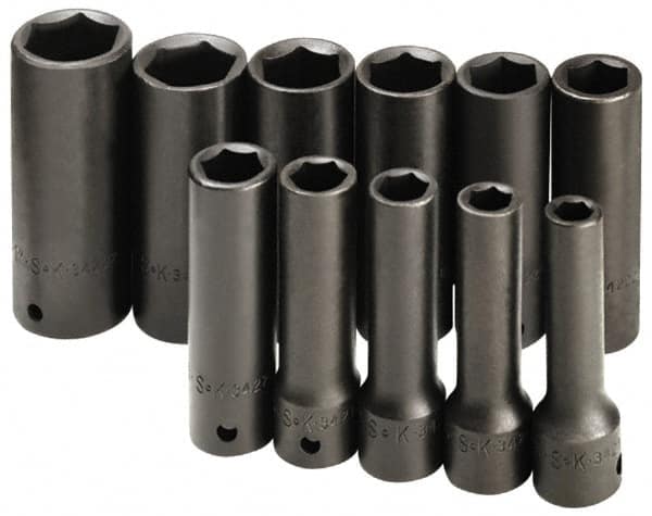 SK - 10 Piece 1/2" & 3/4" Drive Deep Well Impact Socket Set - Americas Industrial Supply